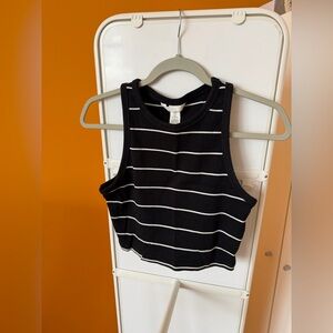 H&M black with white stripes crop tank top